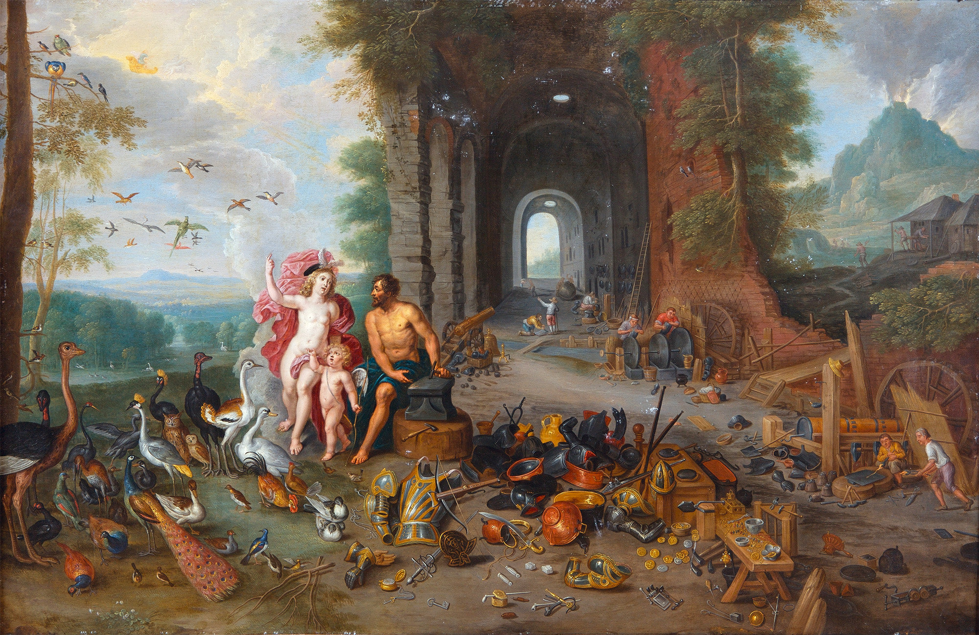 Ян Брейгель Младший и Абрахам Виллемсен, Венера в кузнице Вулкана. Аллегория Воздуха и Огня, 1630-е годы