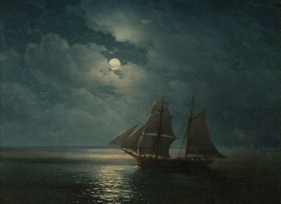 Иван АЙВАЗОВСКИЙ, Парусник на море в лунную ночь, 1875
